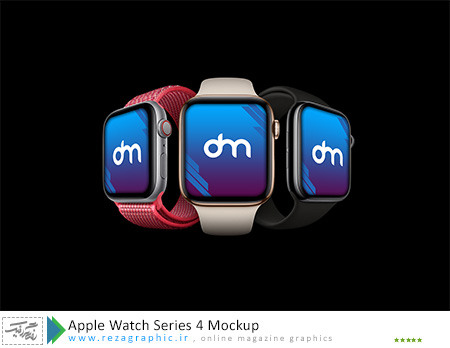 طرح لایه باز موک آپ و پیش نمایش اپل واچ سری 4 - Apple Watch Series 4 Mockup
